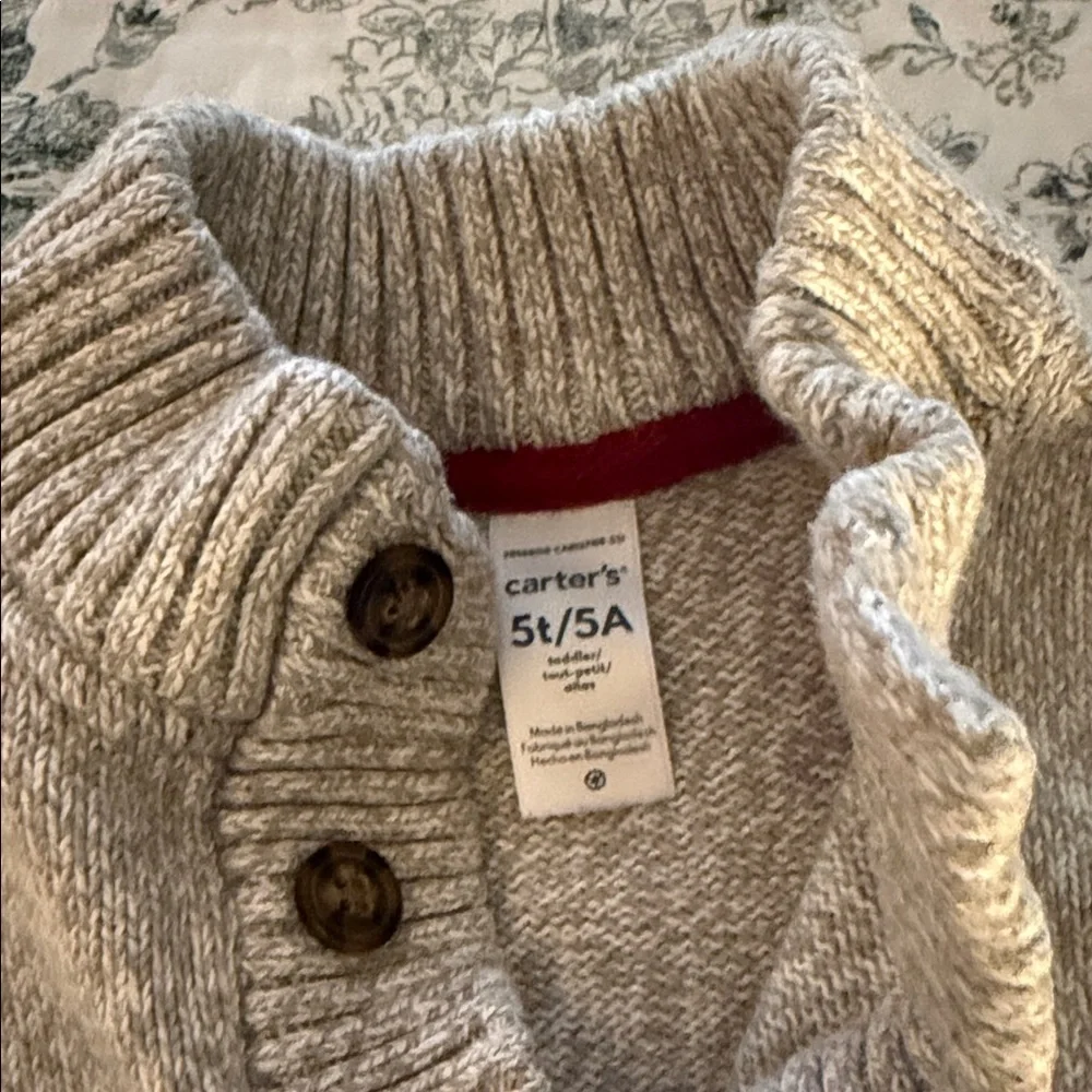 Carter's Cream Shawl-Collar Button Pullover Sweater